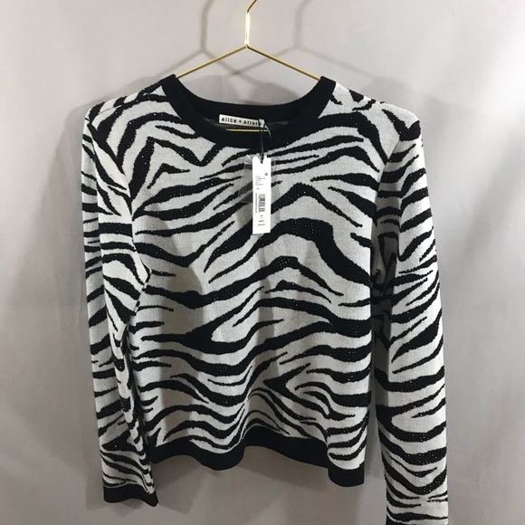 SOLD Alice  & Olivia Connie Crystal Zebra Sweater - Picture 3 of 7